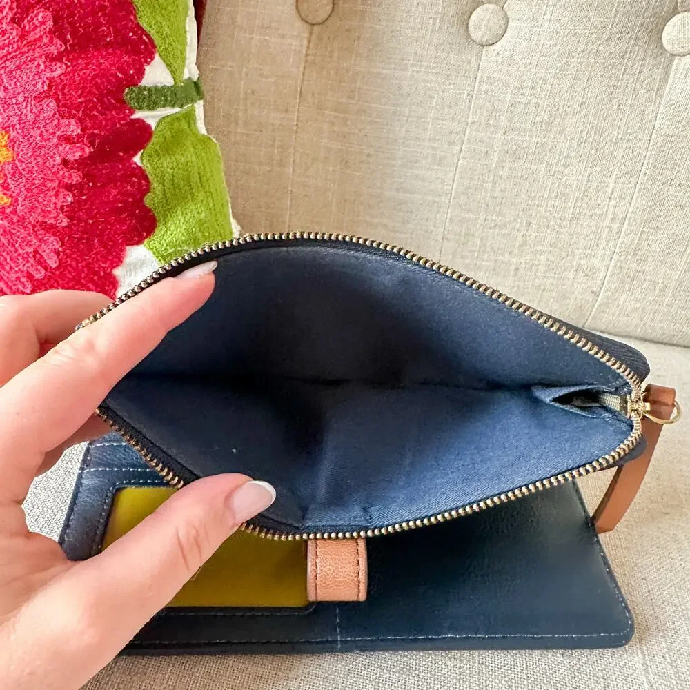 Fossil Emma Navy Green Yellow Pink Floral Wallet - Picture 9 of 9